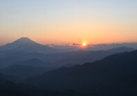 富士山と夕日